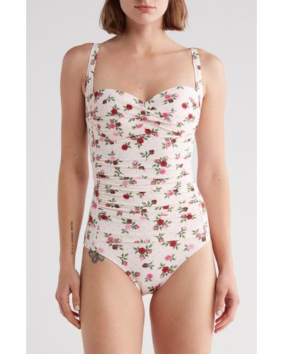 Betsey Johnson Bandeau One-piece Swimsuit - Pink