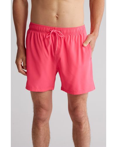 Vintage Summer Performance Stretch Swim Shorts - Pink