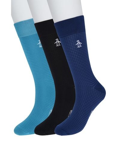 Original Penguin Assorted 3-pack Super Soft Tex Solid Crew Socks - Blue