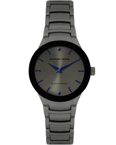 Geoffrey Beene Gunmetal Sapphire Bracelet Watch - Metallic