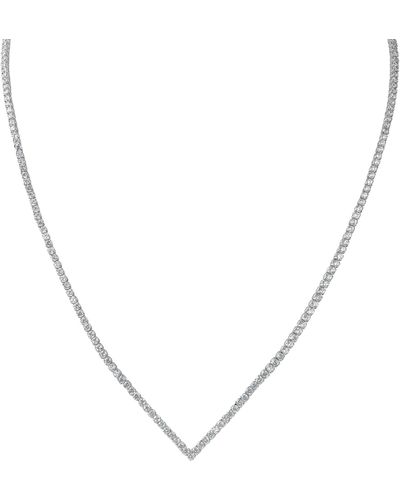 CZ by Kenneth Jay Lane Cz Taper V Frontal Necklace - Metallic