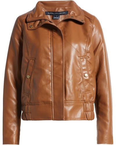 French Connection Faux Leather Jacket - Brown