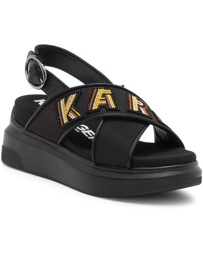 Karl Lagerfeld Trella Slingback Platform Wedge Sandal - Black