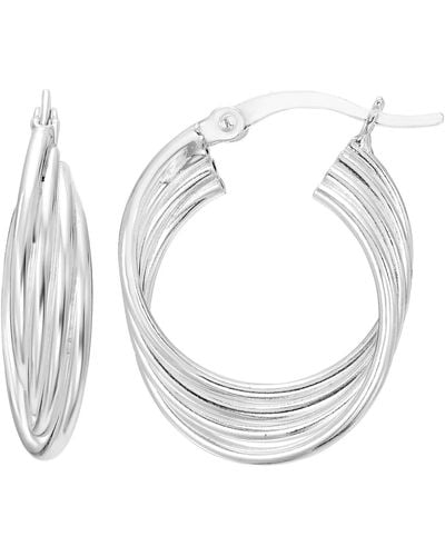 A.m. A & M Sterling Silver Layered Hoop Earrings - White
