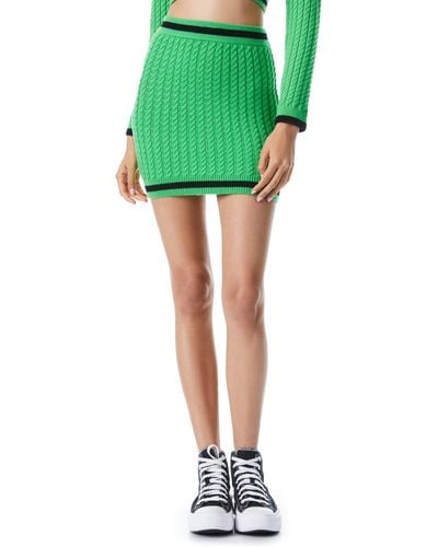 Alice + Olivia Alice + Olivia Ingrid Wool Blend Cable Knit Skirt - Green