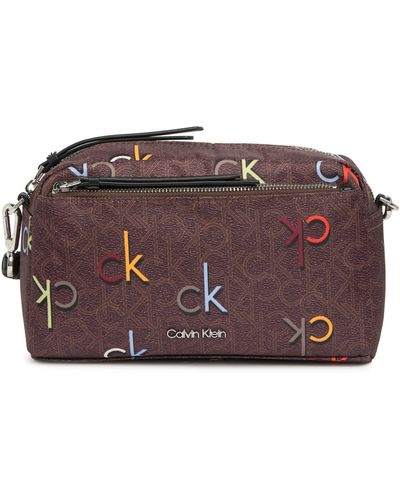 Calvin Klein Carabelle Crossbody Bag In Brn Khk/bl At Nordstrom Rack - Purple