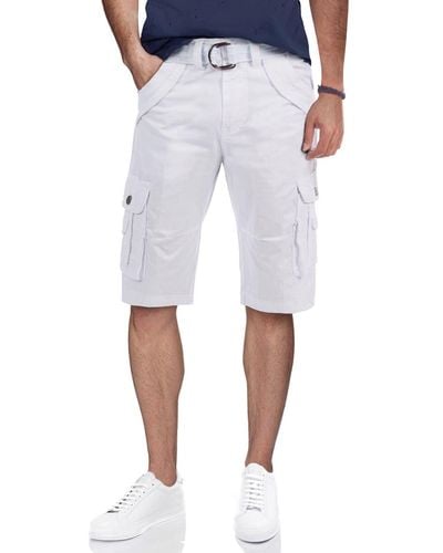 Xray Jeans Belted Bermuda Cargo Shorts - White
