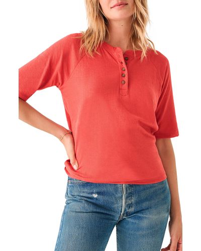 Faherty Cloud Short Sleeve Jersey Henley - Red