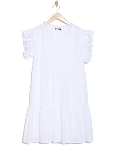AREA STARS Cathy Ruffle Trim Cotton Dress - White