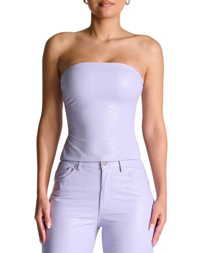 Naked Wardrobe The Crocodile Collection Croc Embossed Faux Leather Tube Top - Purple