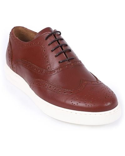 VELLAPAIS Vernon Brogue Leather Sneaker - Red
