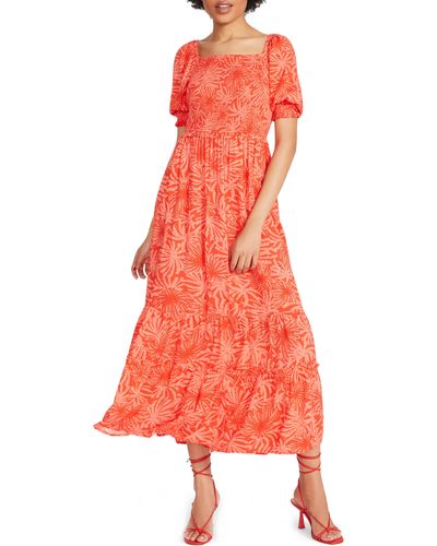 Betsey Johnson Palms Of Paradise Maxi Dress In Spicy Orange At Nordstrom Rack
