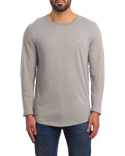 Jared Lang Peruvian Cotton Long Sleeve Crewneck T-shirt - Gray