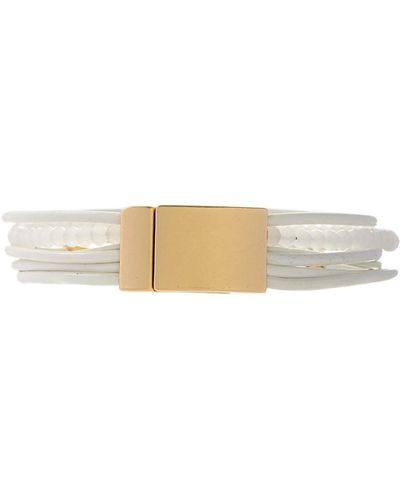 Saachi Leather Arrow Bracelet - White