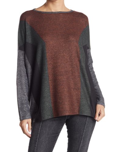 Go Couture Colorblock Top - Brown