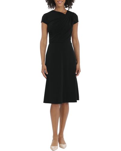 Maggy London Pleated Fit & Flare Dress - Black