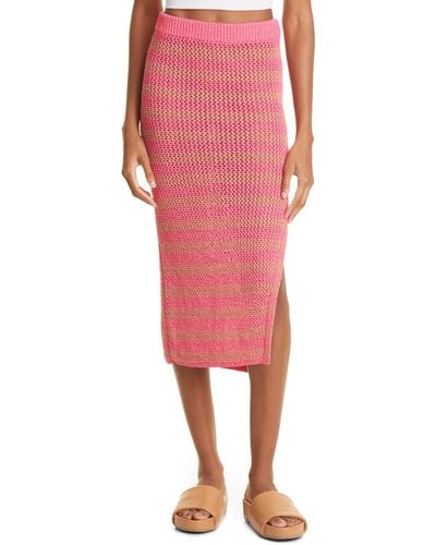 Rag & Bone Carson Stripe Knit Skirt - Pink