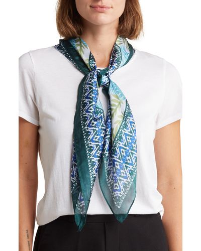 Vince Camuto Rhythmic Floral Satin Square Scarf - White