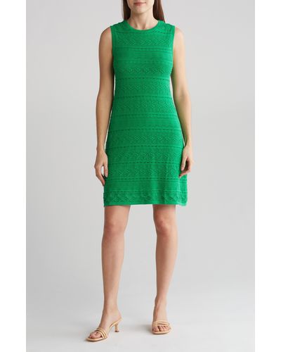 Eliza J Sleeveless Crochet Shift Dress - Green