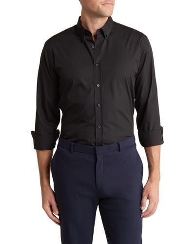 Nordstrom Trim Fit Button-down Dress Shirt - Black