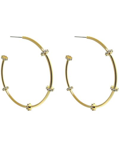 Liza Schwartz Stella 18k Gold Plated Cz Station Hoop Earrings - Metallic
