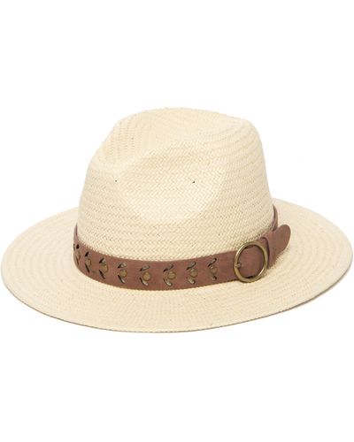 Frye Buckle Straw Fedora - Natural