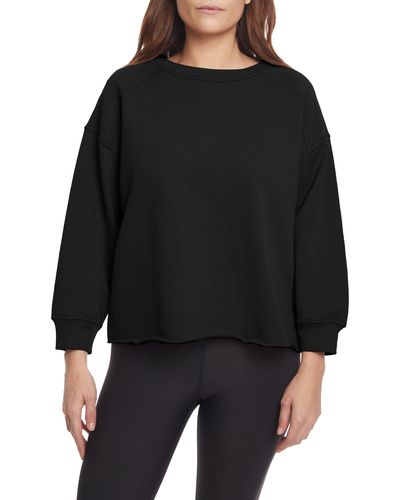 SAGE Collective Contrast Stitch 3/4 Sleeve Sweater - Black