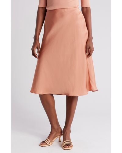 Nordstrom Essential Bias Cut A-line Skirt - Orange