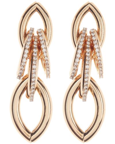 Tasha Crystal Leaf Drop Earrings - Metallic