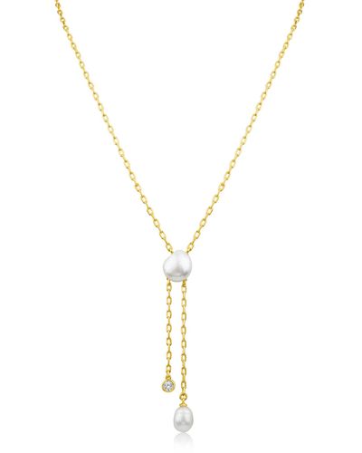 CZ by Kenneth Jay Lane Cz 10.5-11mm Pearl Y-necklace - Metallic