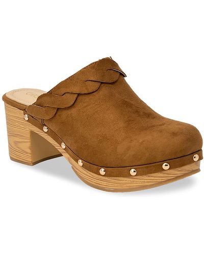 In Touch Footwear Woody Stud & Scallop Clog In Tan Suede At Nordstrom Rack - Brown