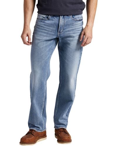 Silver Jeans Co. Gordie Relaxed Straight Fit Stretch Cotton Blend Jeans - Blue