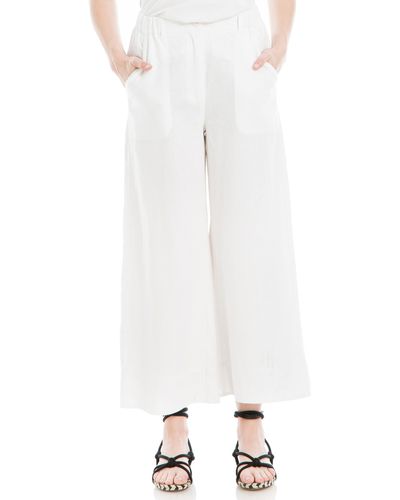 Max Studio Wide Leg Linen Blend Crop Pants - White
