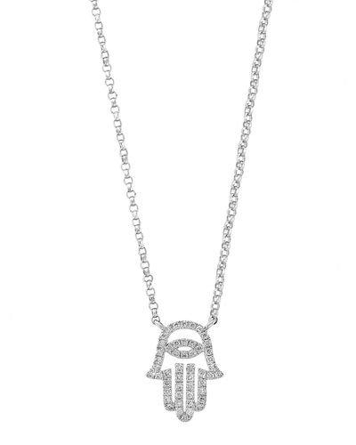 Effy 14k White Gold Pavé Diamond Hamsa Pendant Necklace