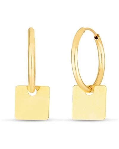 KARAT RUSH 14k Yellow Gold Square Drop Huggie Earrings