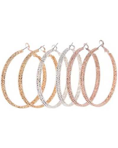 Melrose and Market Set Of 3 Textured Hoop Earrings - Multicolor
