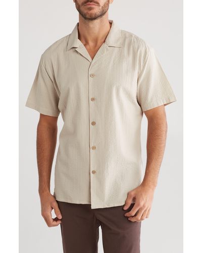 Original Paperbacks Seersucker Cotton Short Sleeve Button-up Shirt - Natural