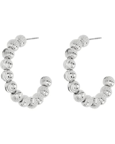 Melrose and Market Textured Beaded Hoop Earrings - White