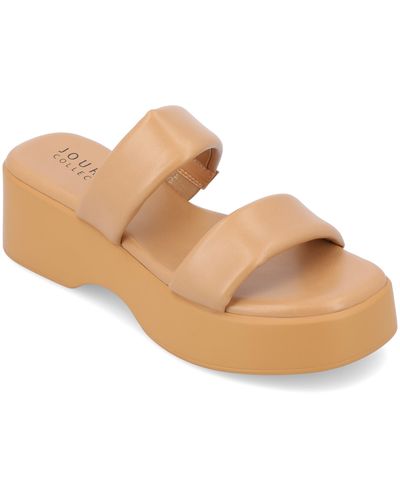 Journee Collection Veradie Tru Comfort Platform Slide Sandal - Natural