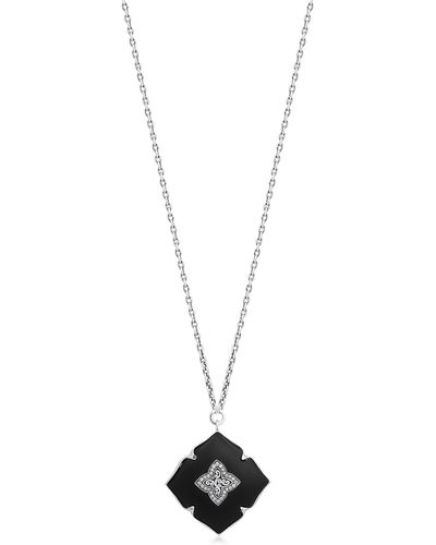 Lois Hill Sterling Silver Black Onyx & Brown Diamond Pendant Necklace - White