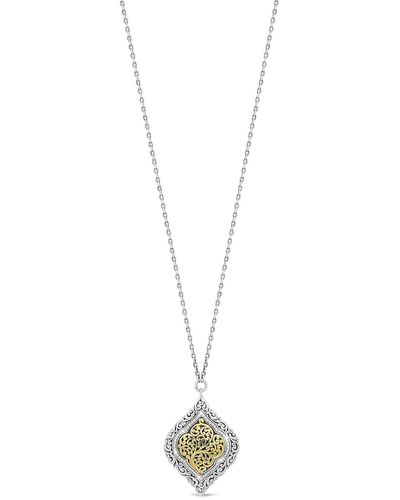 Lois Hill 18k Gold & Sterling Silver Diamond Filigree Pendant Necklace - White