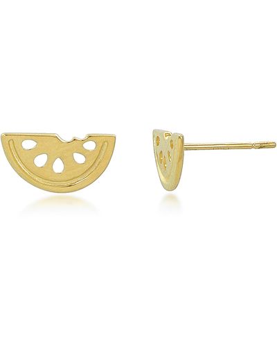 CANDELA JEWELRY 14k Gold Watermelon Stud Earrings - Metallic