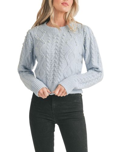Lush White Pointelle Knit Cropped Cardigan Sweater