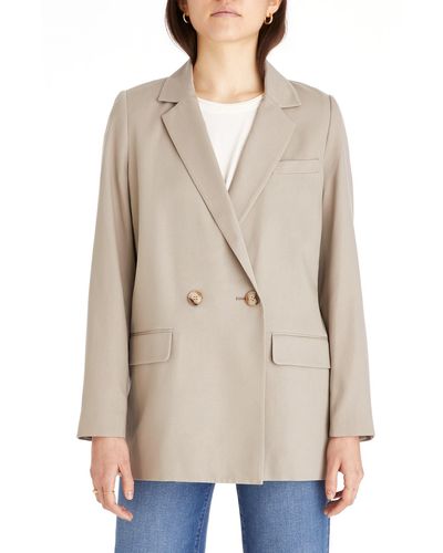 Madewell Caldwell Drapeweave Double Breasted Blazer - Natural