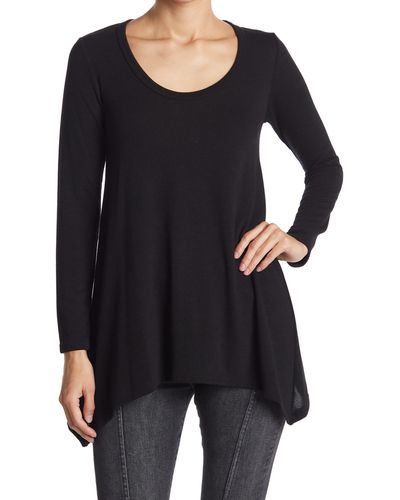 Go Couture Asymmetrical Swing Sweater - Black