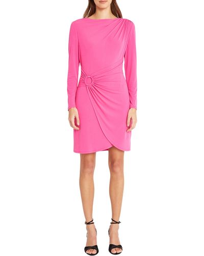 DONNA MORGAN FOR MAGGY O-ring Long Sleeve Dress - Pink