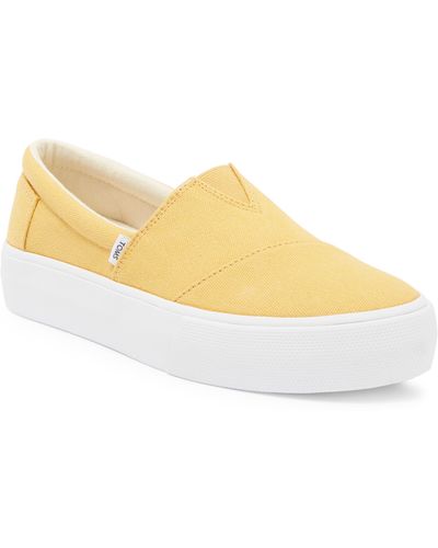 TOMS Washed Canvas Platform Sneaker - Yellow