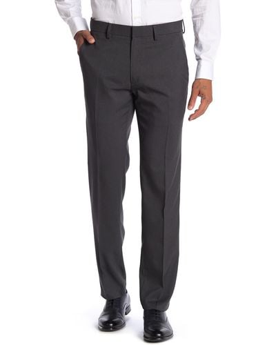 Kenneth Cole Mini Check Straight Fit Dress Pants - Gray