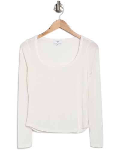 NSR Long Sleeve Ribbed Crop Top - White