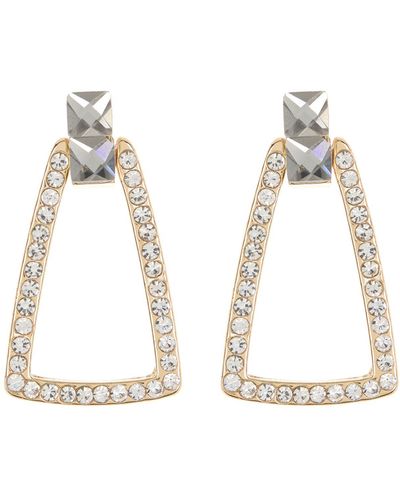 Cara Crystal Geometric Drop Earrings - White